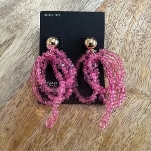 Free Press Pink Beaded Earrings, NWT